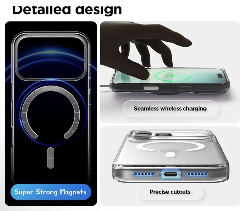 Clear Case for iPhone 17 Pro Max, Shockproof, Slim-Fit Cover, Military Grade Drop Protection, Transparent
