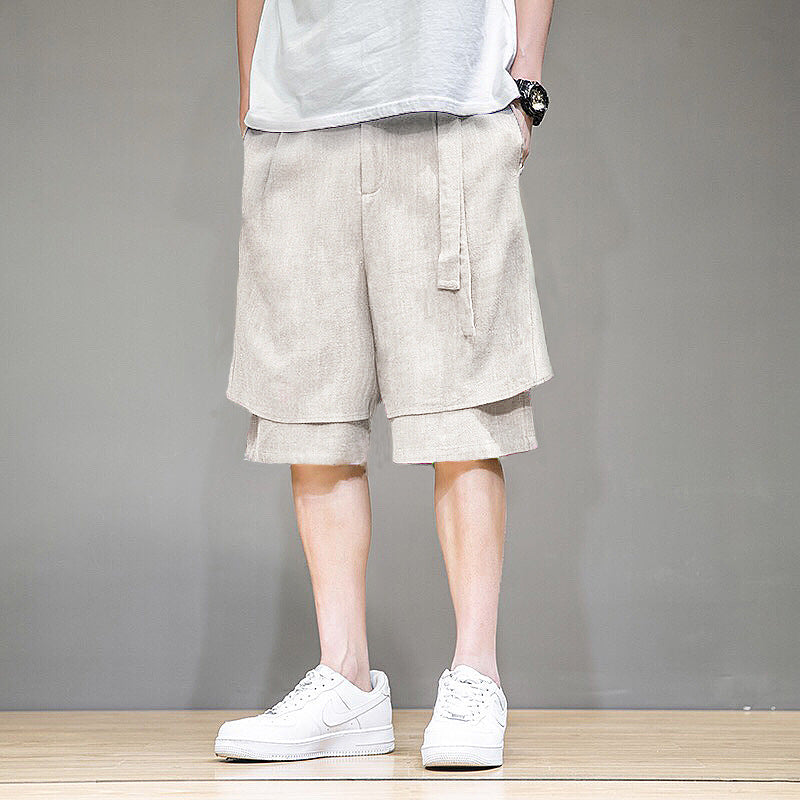 Men's Plus Size Casual Loose Linen Five-Point Shorts