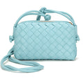Woven Crossbody Bags For Women Small Handmade Purse Clutch Shoulderbag Handbag Zipper Closure (Sky Blue)