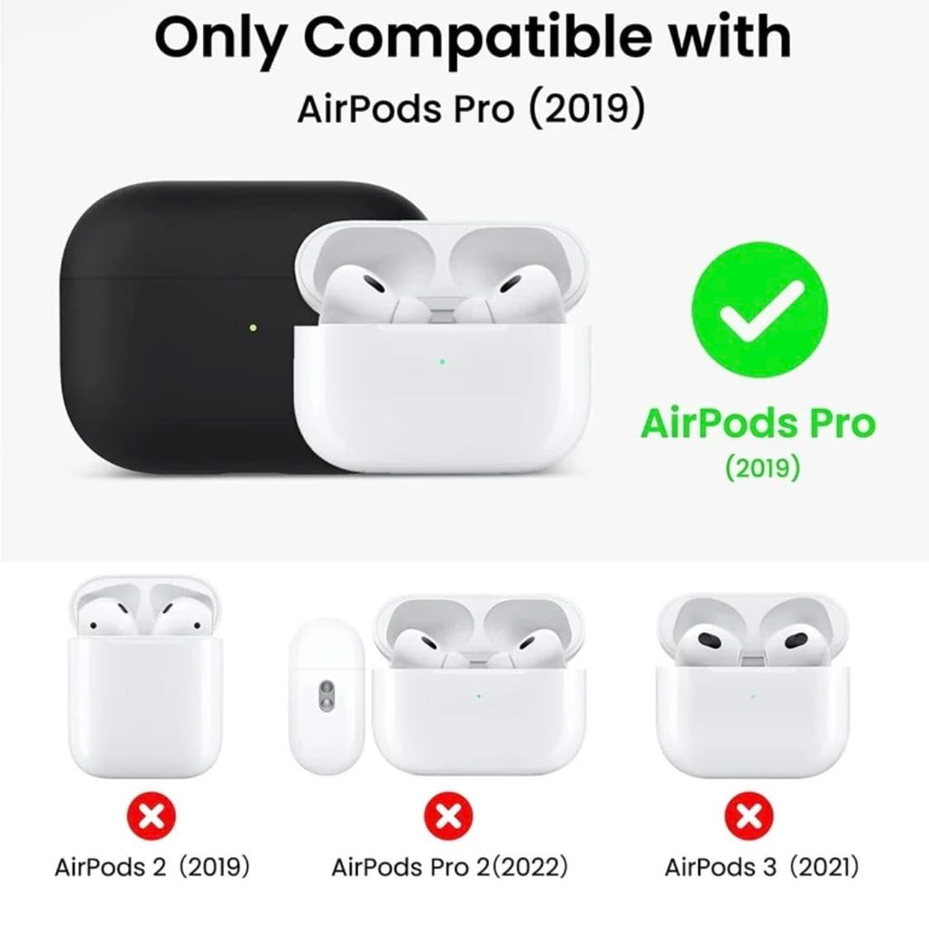 Silicone Case Compatible with AirPods Pro (2019), Liquid Silicone Protective Skin with Front LED Visible Indicator, Black