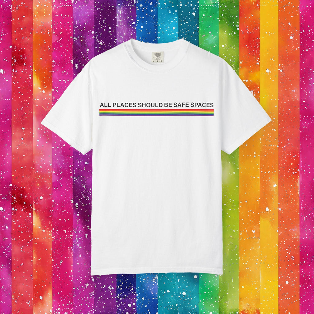 Bespattered Facade Rainbow All Places Should Be Safe Spaces Colorful LGBTQ+ Pride Premium Unisex Comfort Colors Garment Dyed 100% Cotton T-Shirt