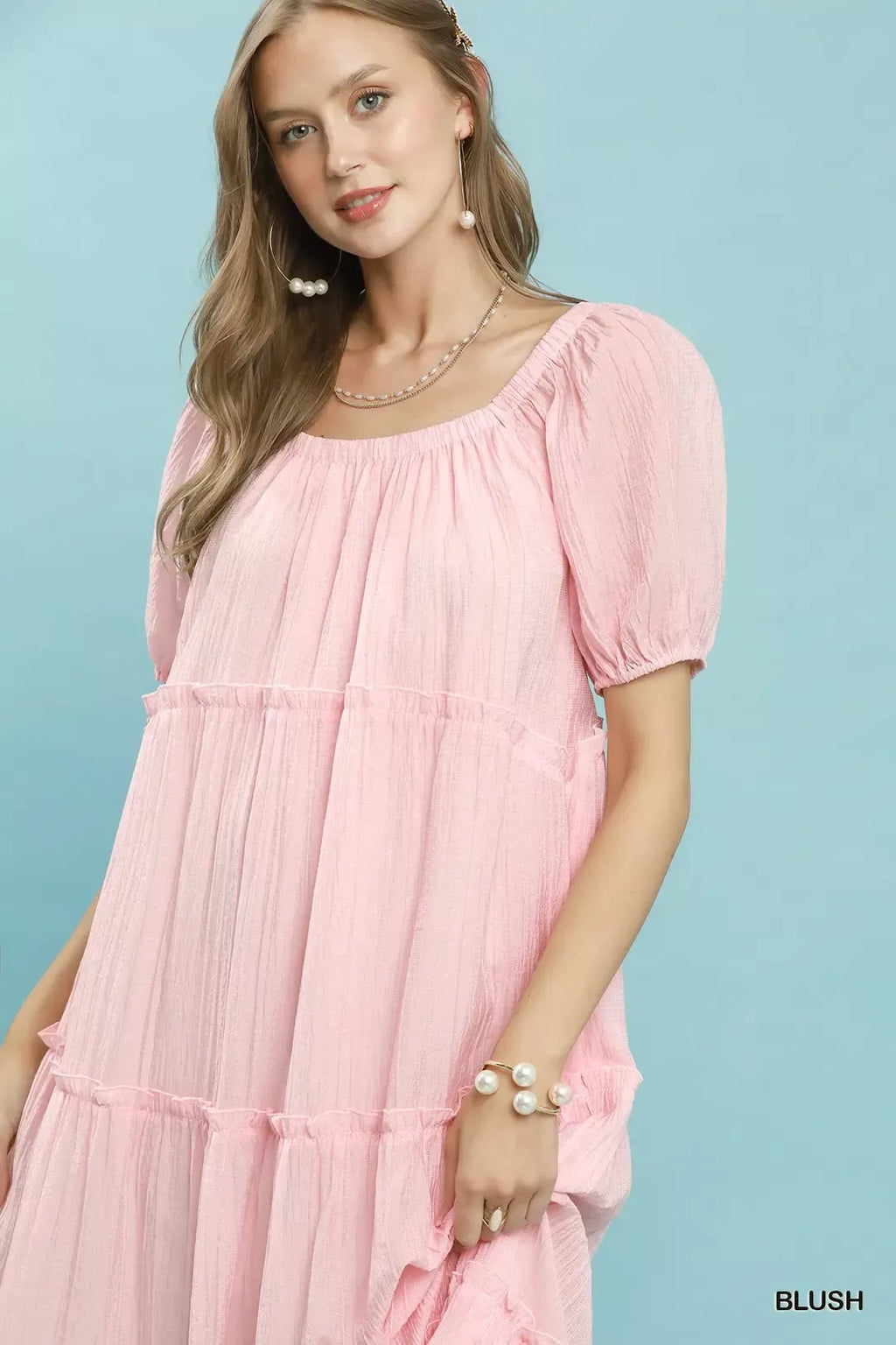 Umgee Textured Tiered Midi Dress