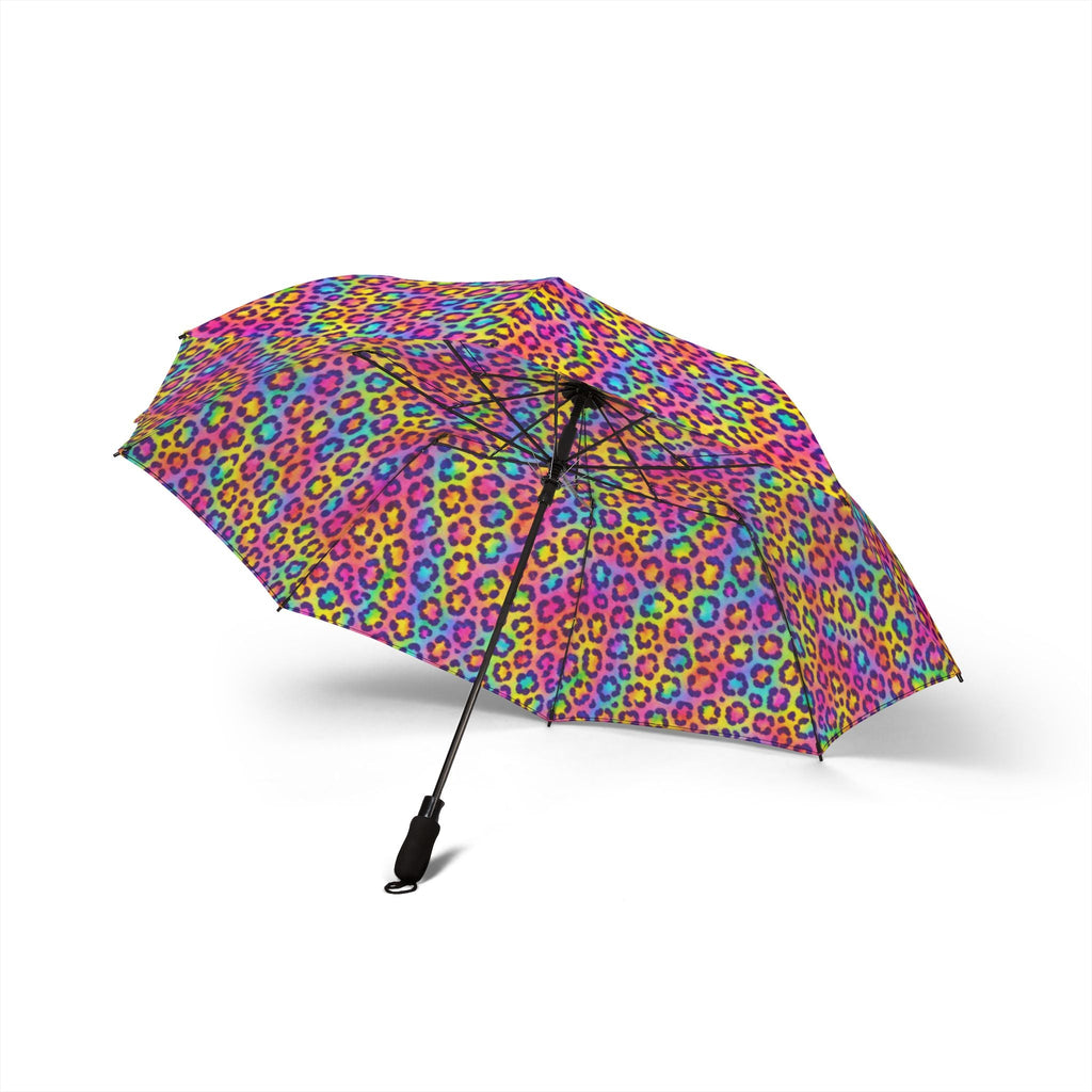 Rainbow Leopard Foldable Umbrella — Compact Semi-Automatic Rain Parasol