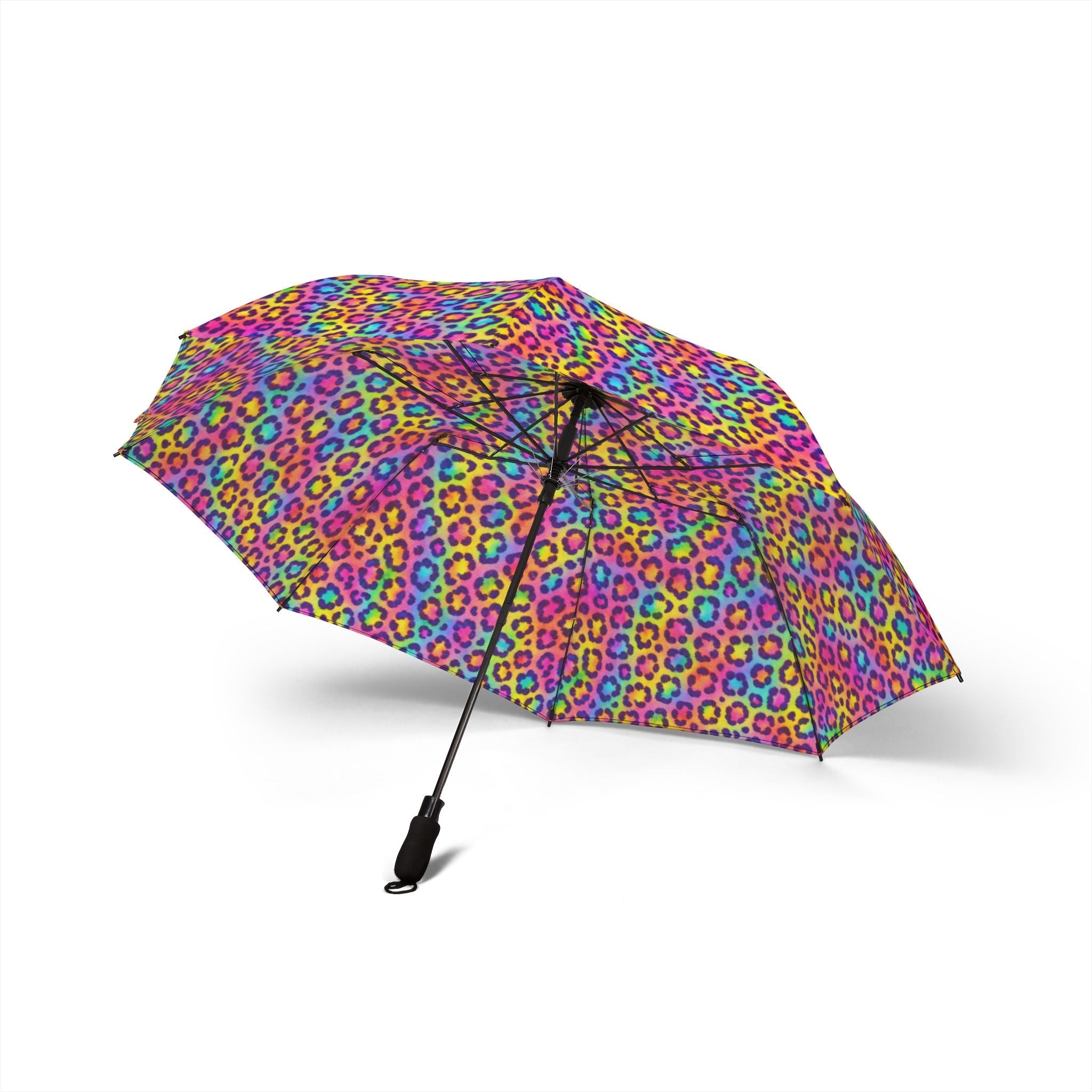 Rainbow Leopard Foldable Umbrella — Compact Semi-Automatic Rain Parasol
