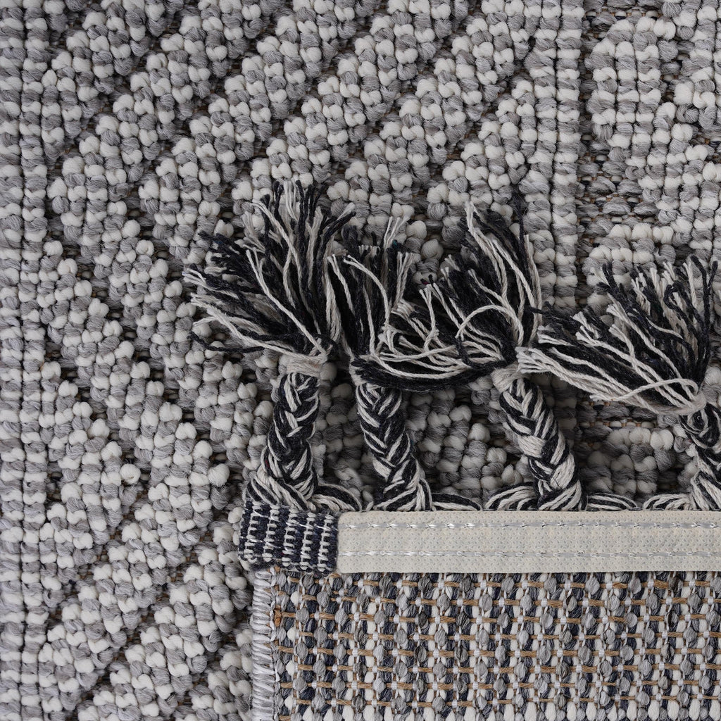 NAAR Guros Collection 2X8 Grey / White / Geometric Indoor / Outdoor Runner Rug