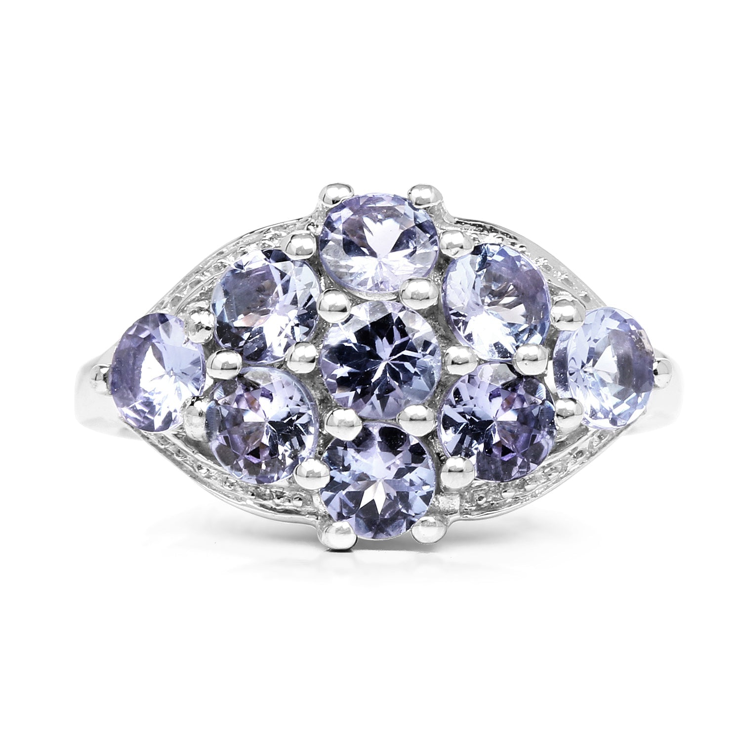 2.07 Carat Genuine Tanzanite .925 Sterling Silver Ring
