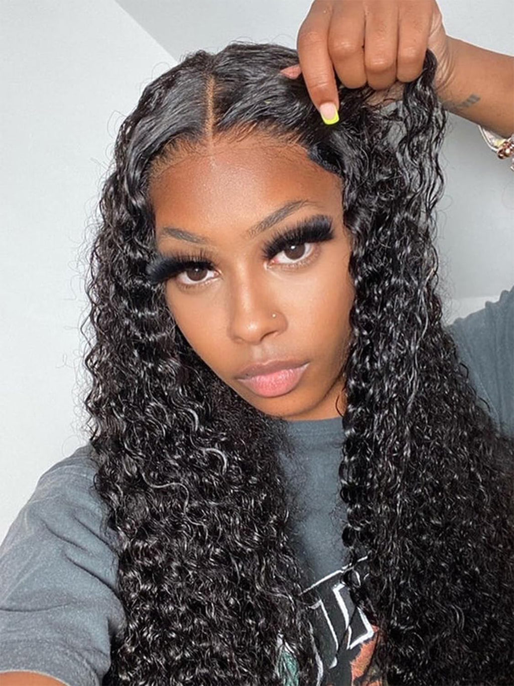 ISEE Hair Glueless Wig Human Hair M Cap 9x6 Water Wave Wig Pre Cut HD Lace 180% Density Deep Curly Lace Front Wig Human Hair Pre Plucked For Beginners Glueless Wig
