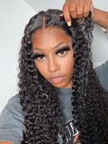 ISEE Hair Glueless Wig Human Hair M Cap 9x6 Water Wave Wig Pre Cut HD Lace 180% Density Deep Curly Lace Front Wig Human Hair Pre Plucked For Beginners Glueless Wig