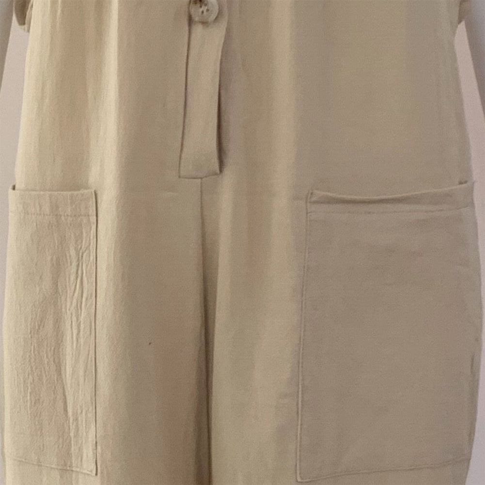 Casual Women's Sleeveless Cotton Linen Wide Leg Jumpsuit