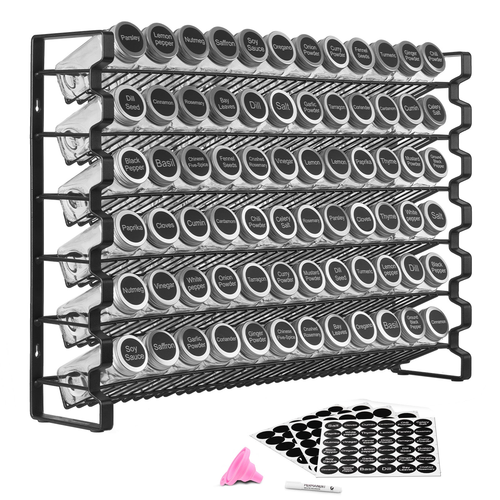 Spice Rack Organizer for Cabinet Seasoning Storage Set Wall Mounted 4 Pack