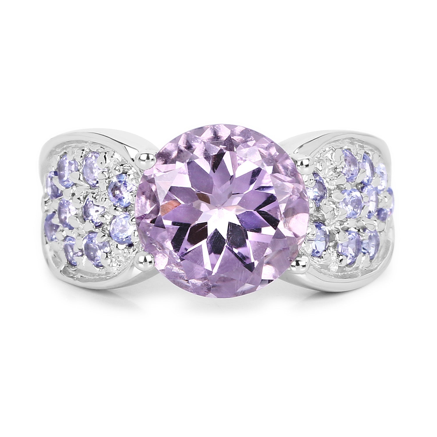4.07 Carat Genuine Amethyst & Tanzanite .925 Sterling Silver Ring