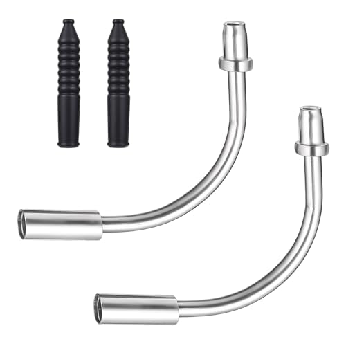 Giantree Bike V Brake Noodle Cable Guide Pipe 4Pcs Brake Noodle Cable Guide Pipe and End Caps Accessories Bicycle Brake Pipe with Rubber Boots for Mountain and Road Bicycle Riding Set(90° Noodles)