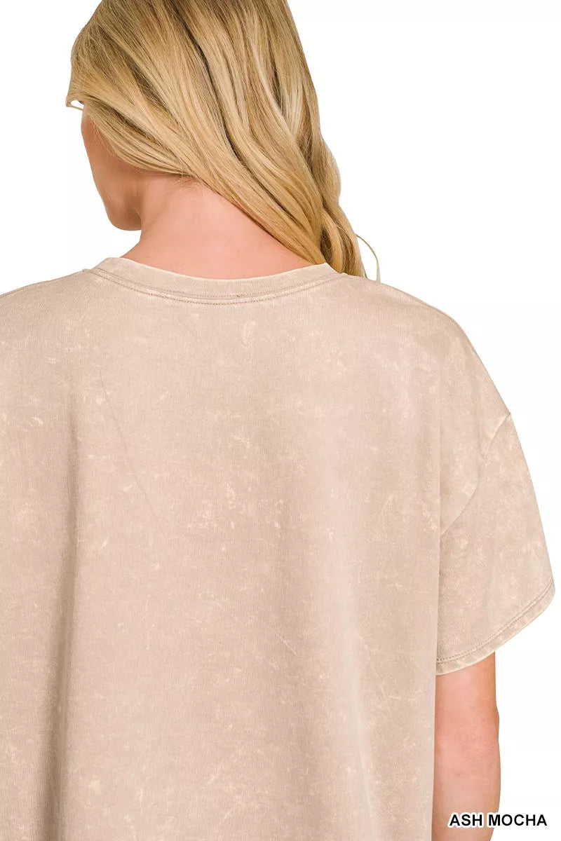 Zenana French Terry Acid Washed Relaxed Top & Short Set
