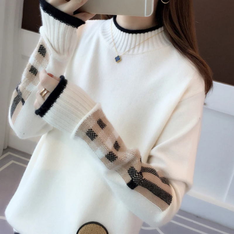 Cartoon Patch Knitted Sweater for Women