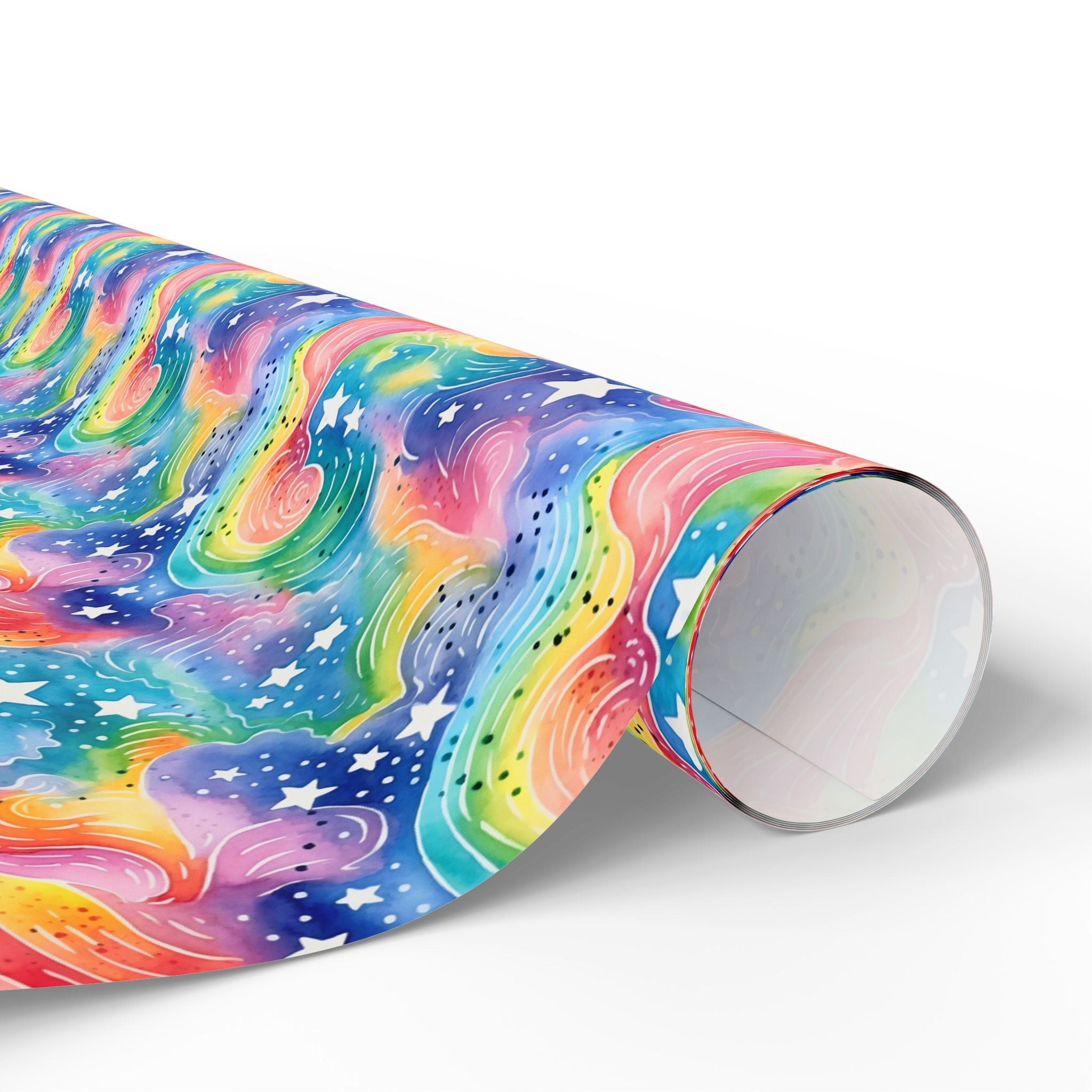 Bespattered Facade Rainbow Sky Wrapping Paper | Three Sizes | Glossy or Matte