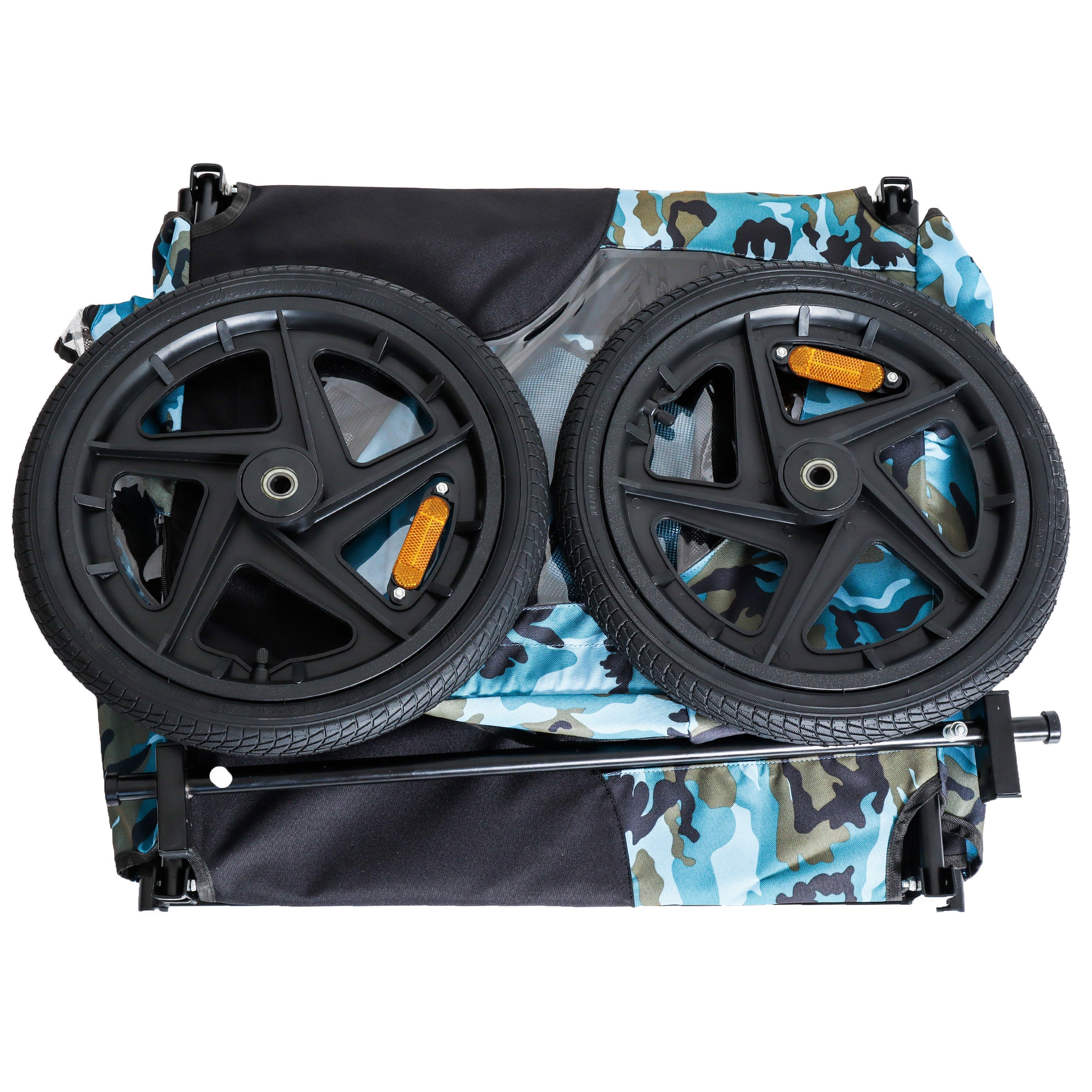 Outdoor Heavy Duty Collapsible Pet Bike Trailer with 16-Inch All-Terrain Wheels & Universal Hitch – Foldable Dog/Cargo Carrier Cart for Bicycles, blue+black