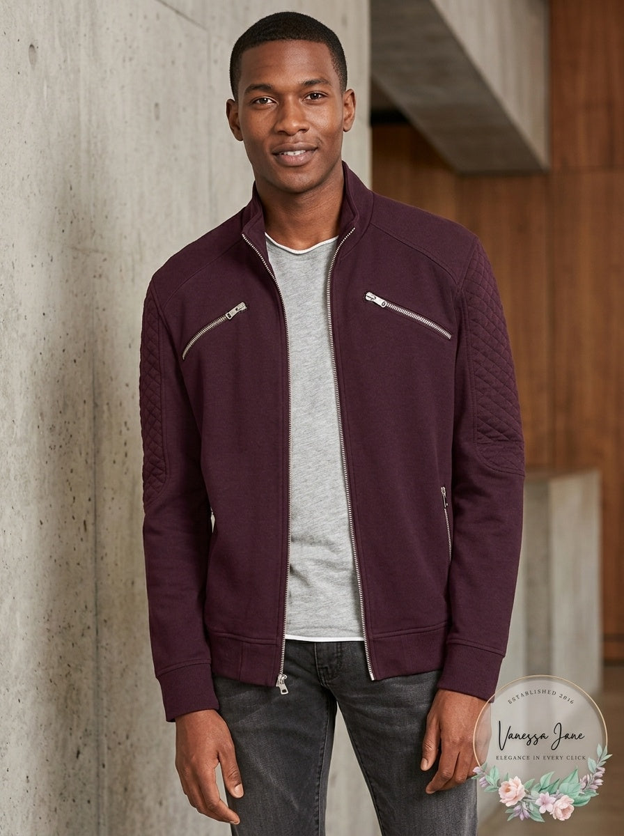 INC International Concepts Men's Ribbed Quilted-Sleeve Jacket
