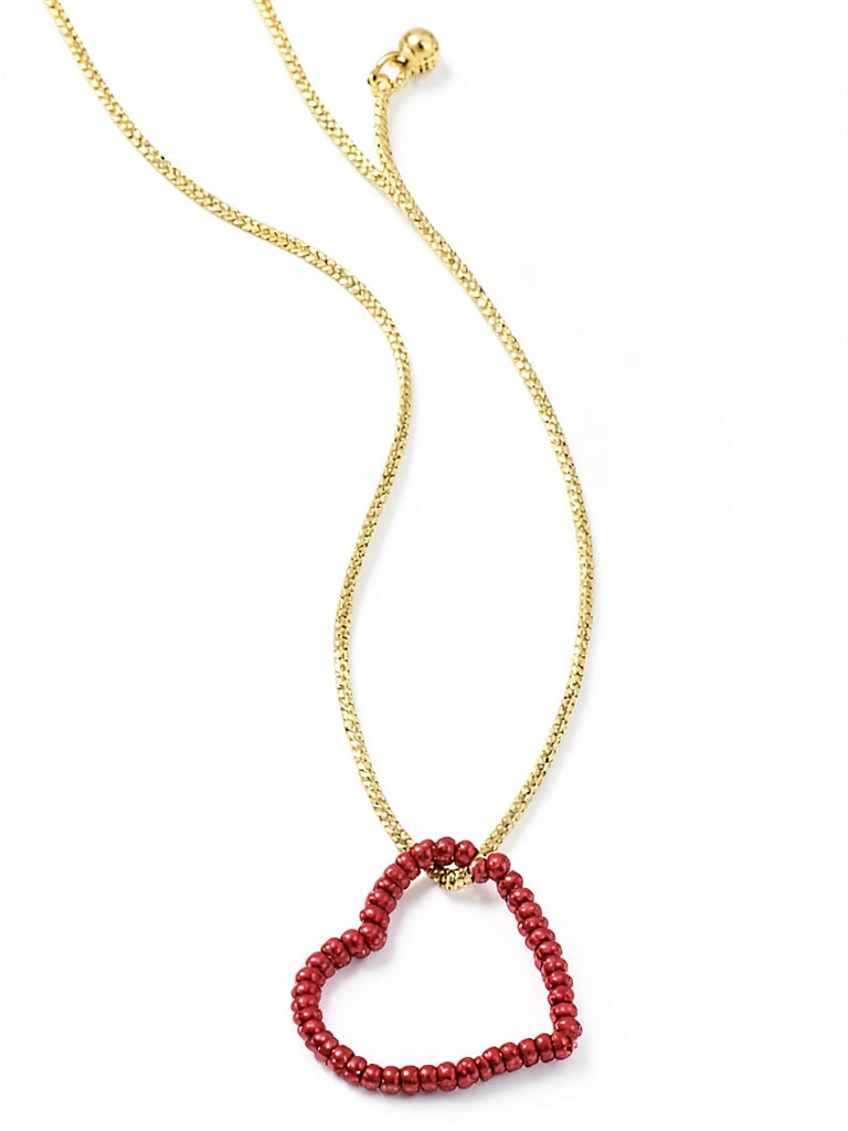 Inc Gold-Tone Beaded Heart Pendant Necklace