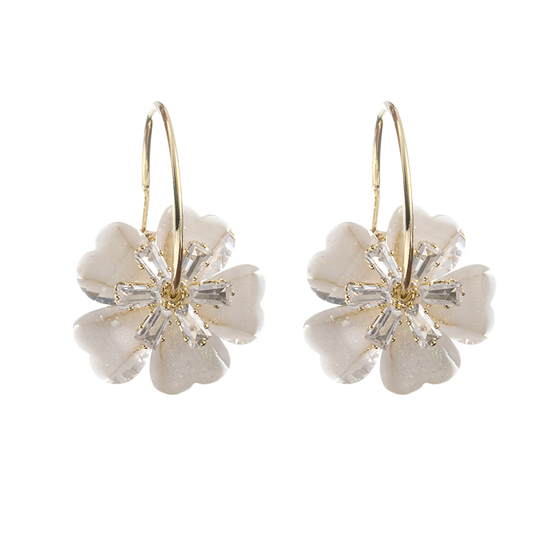 925 Silver Flower Crystal Hoop Earrings (2020 New Style)