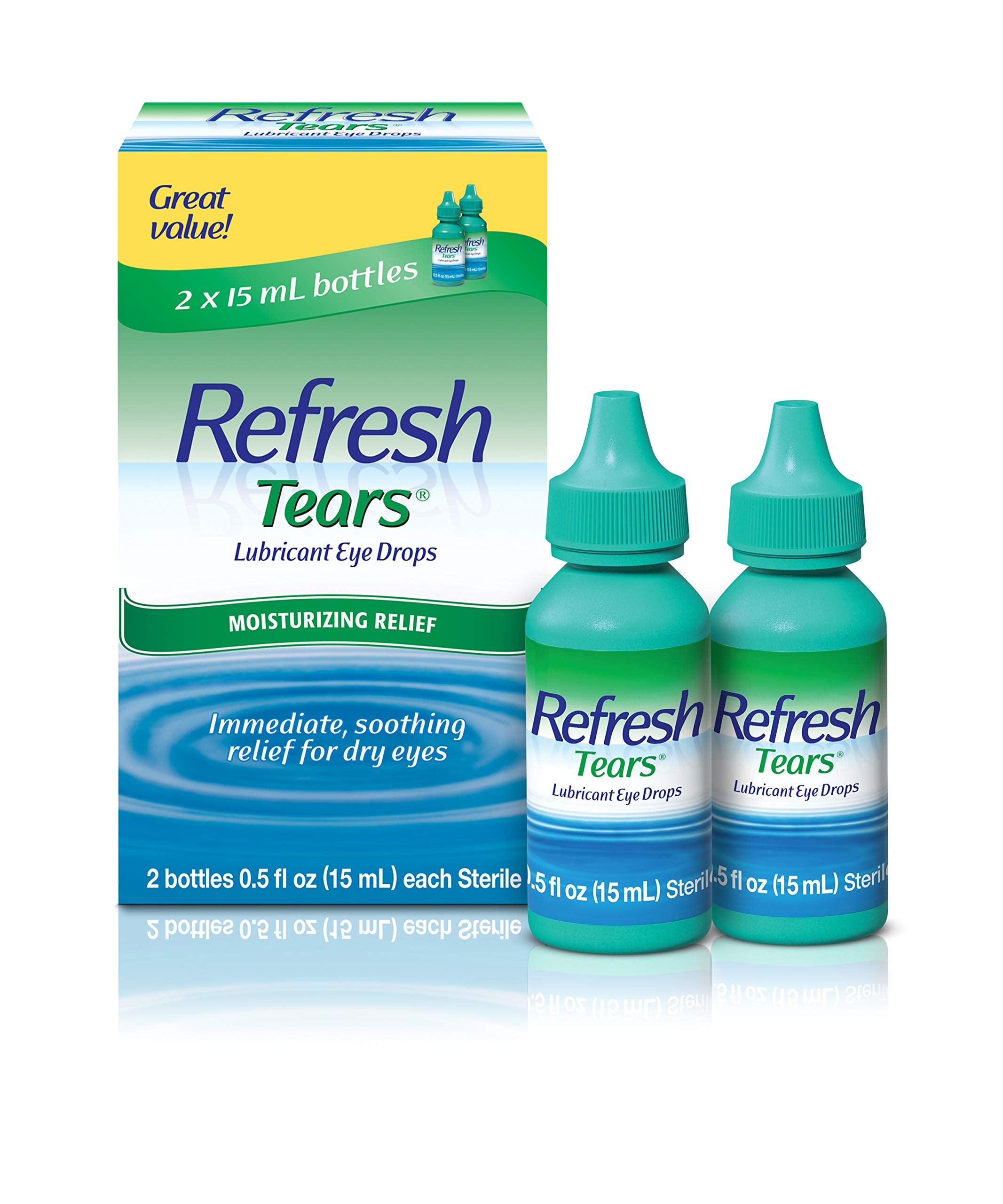 Refresh Tears Lubricant Eye Drops 2 Bottles .5 fl oz (15 ml)
