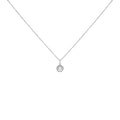 10K White Gold 5MM Cultured Pearl and Diamond Accent Halo Pendant Necklace