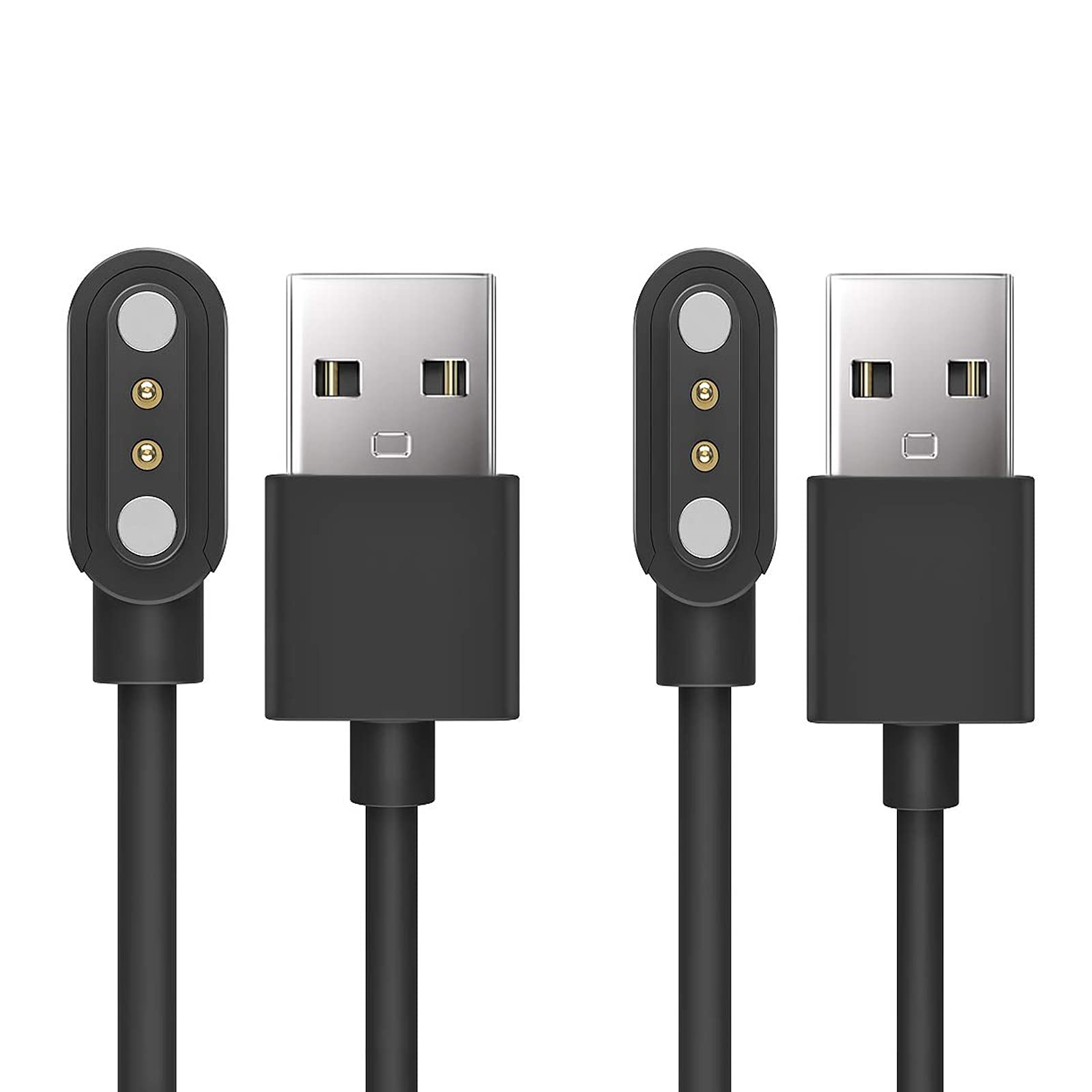 Compatible with Motast 1.69" Smartwatch Charger Lamshaw Magnetic USB Replacement Charging Cable Compatible with MuGo P36 Smartwatch 1.69" / Motast 1.69" Smartwatch (2 Pack-Black+Black)