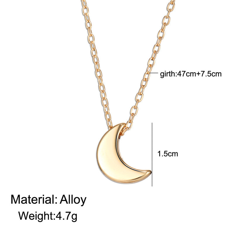 Trendy Moon and Crescent Pendant Short Necklace