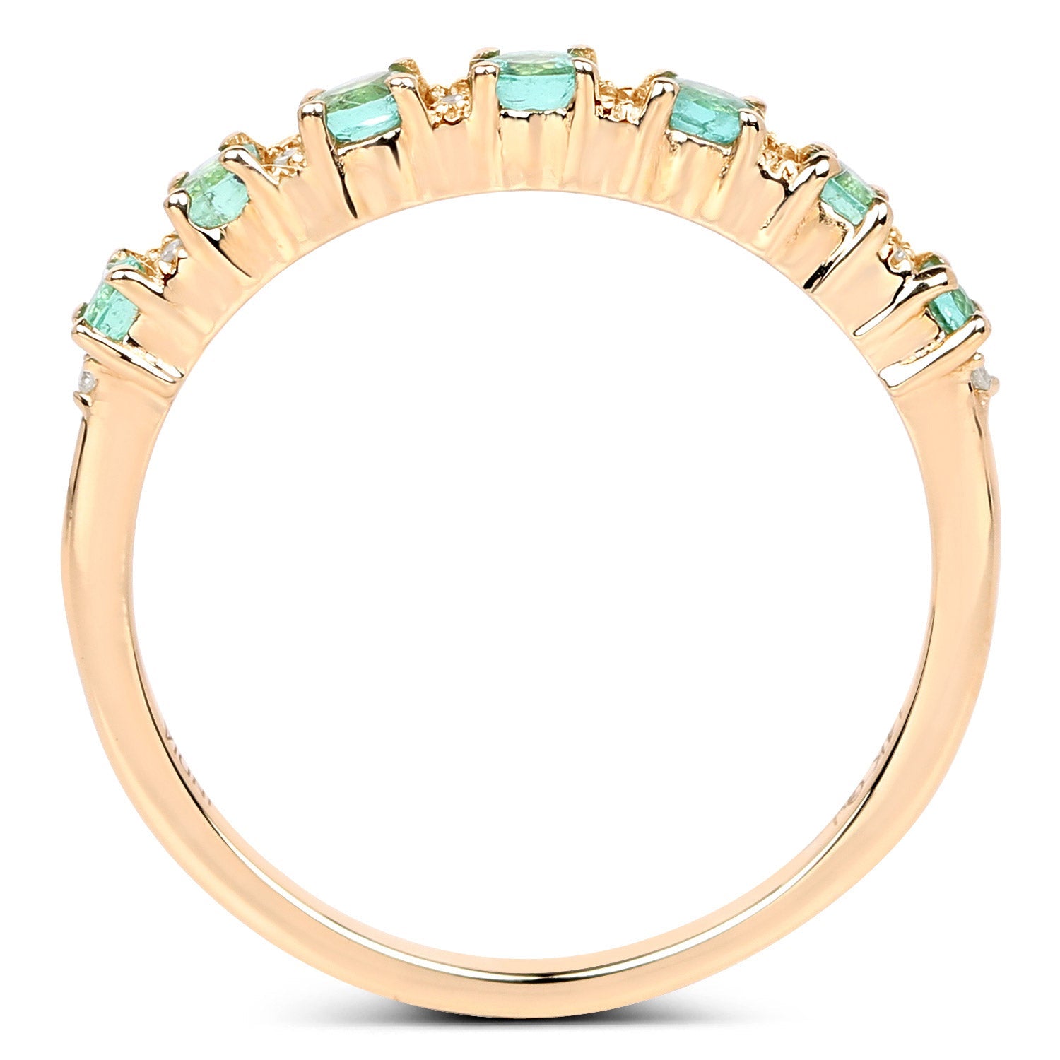 0.41 Carat Genuine Zambian Emerald and White Diamond 14K Yellow Gold Ring