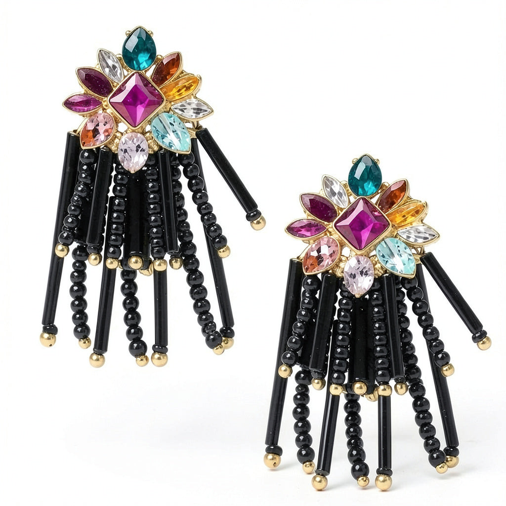 Inc Gold-Tone Stone and Bead Chandelier Earrings