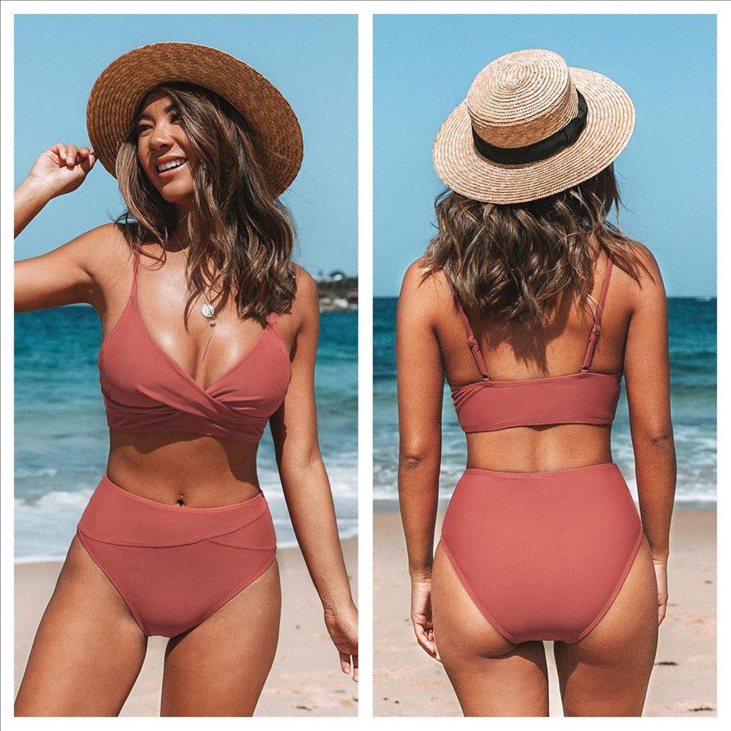 New Women's High-Waisted Bikini Set - Crossback Style