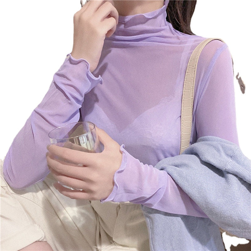 Korean Fashion Vintage Mesh Loose Transparent T-Shirt