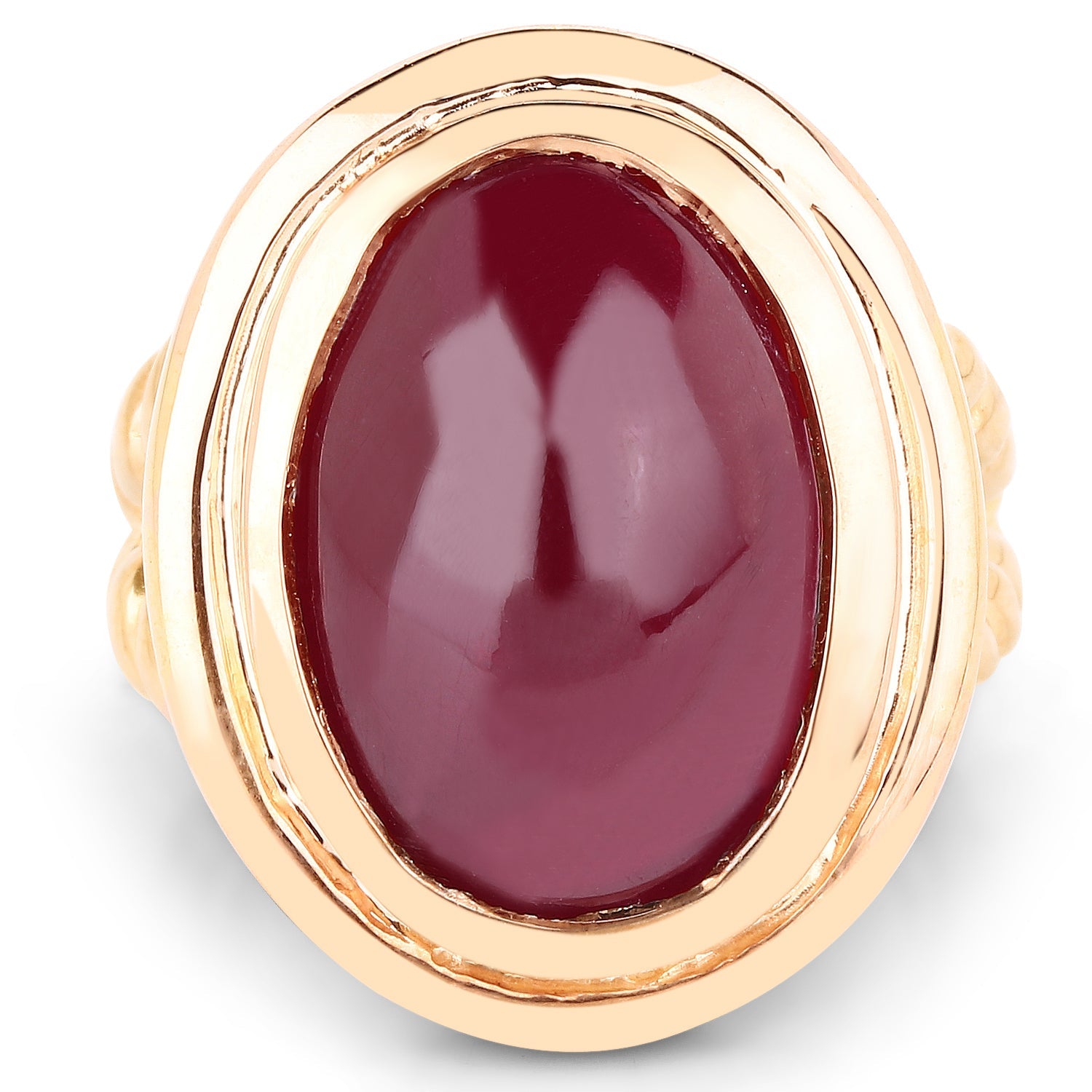 14K Rose Gold Plated 17.60 Carat Genuine Glass Filled Ruby .925 Sterling Silver Ring