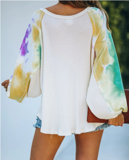 Tie-Dye Print Long Sleeve Sweatshirt for Women
