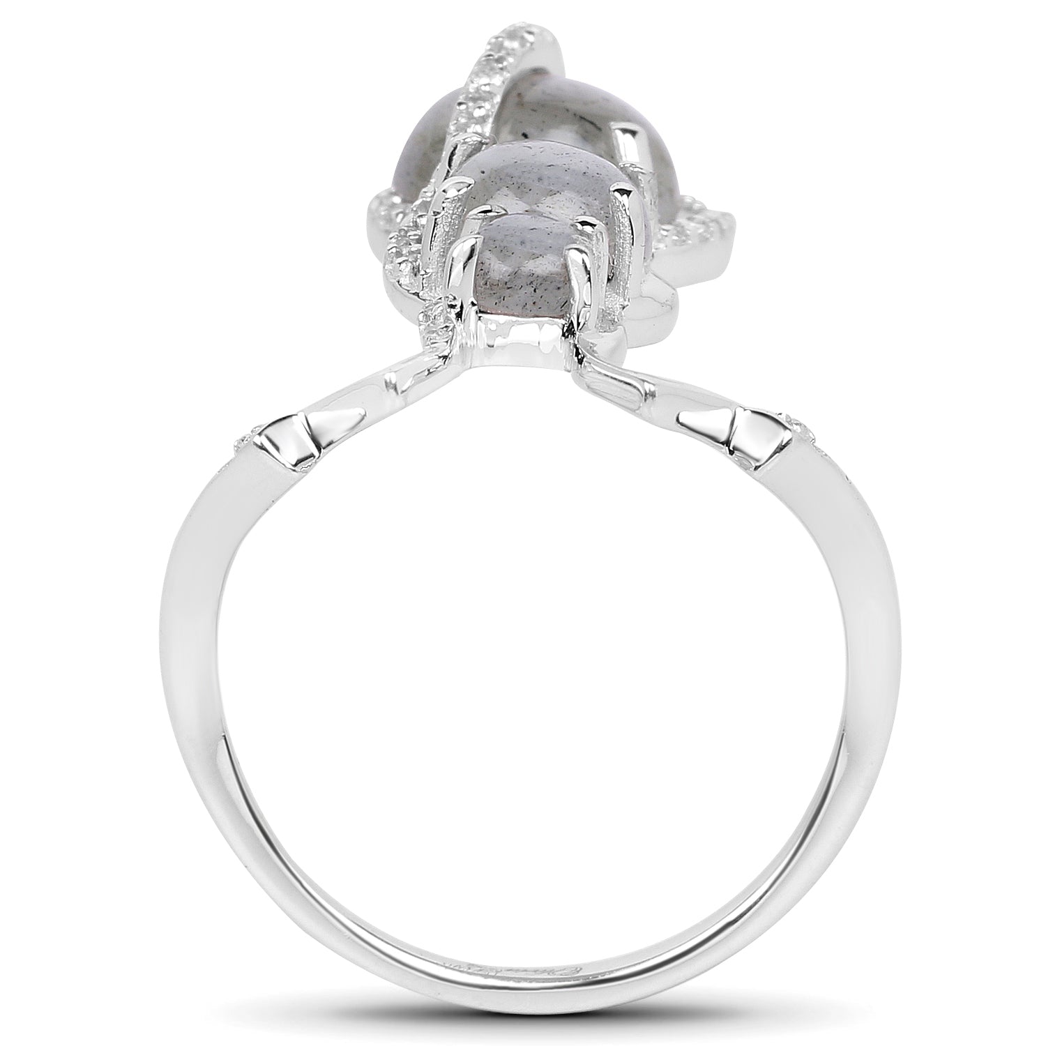 2.79 Carat Genuine Labradorite And White Topaz .925 Sterling Silver Ring