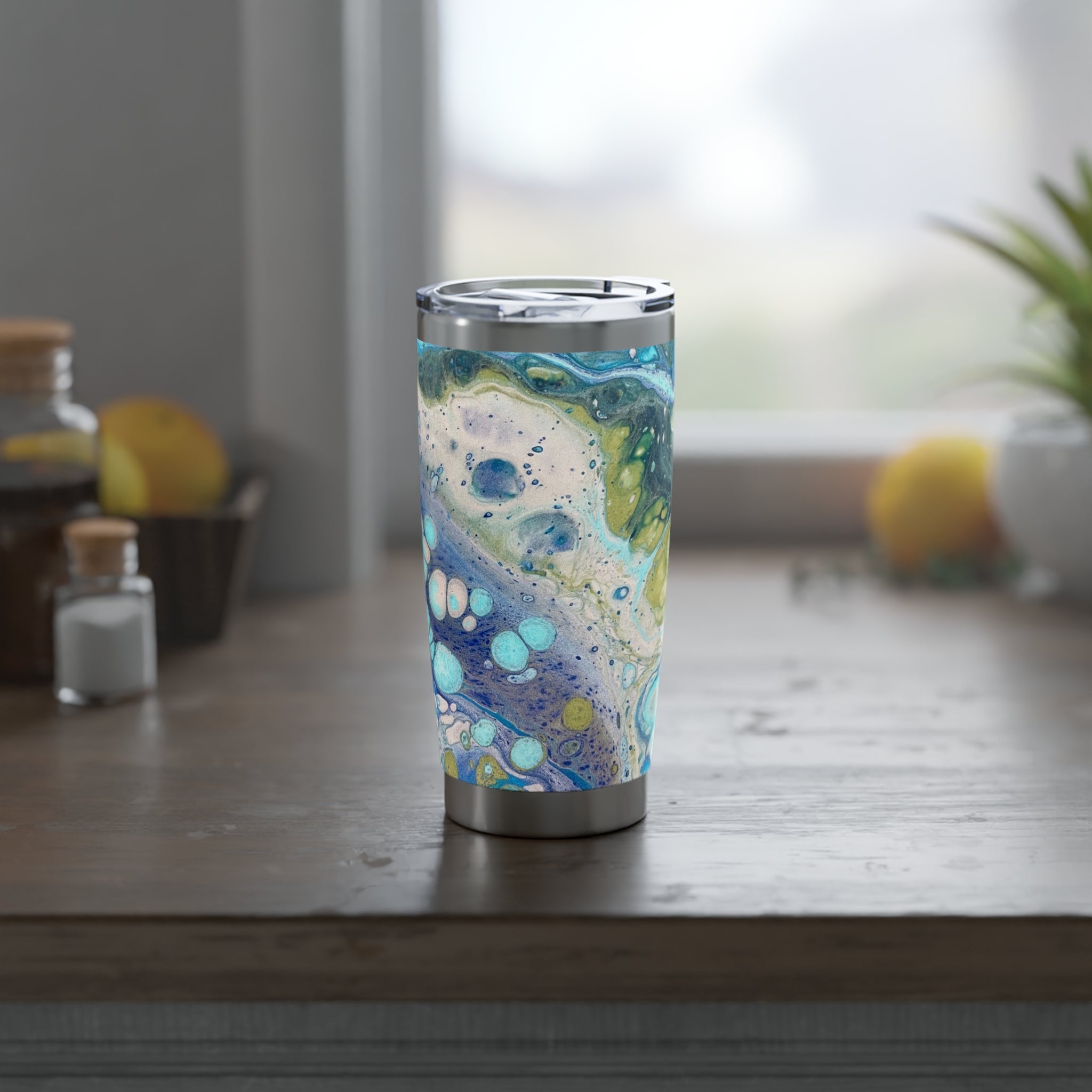 Bespattered Facade Sea Turtle Vagabond Spill-Resistant Lid Stainless-Steel Tumbler 20oz