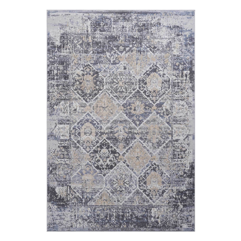 NAAR PAYAS Collection 5X7 Grey / Blue / Traditional Area Rug