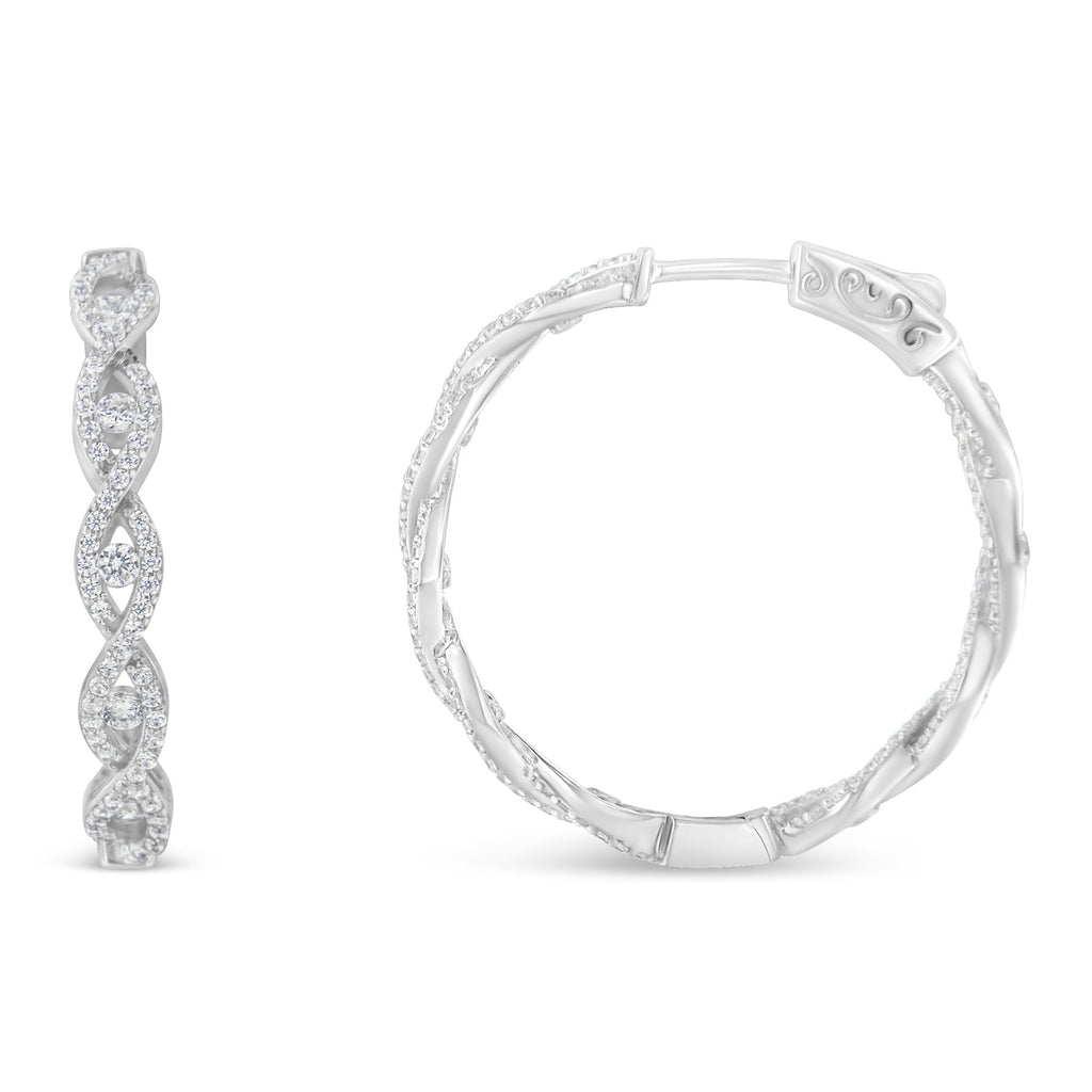 10K White Gold Diamond Hoop Earrings (1 1/2 cttw, H-I Color, I1-I2 Clarity)