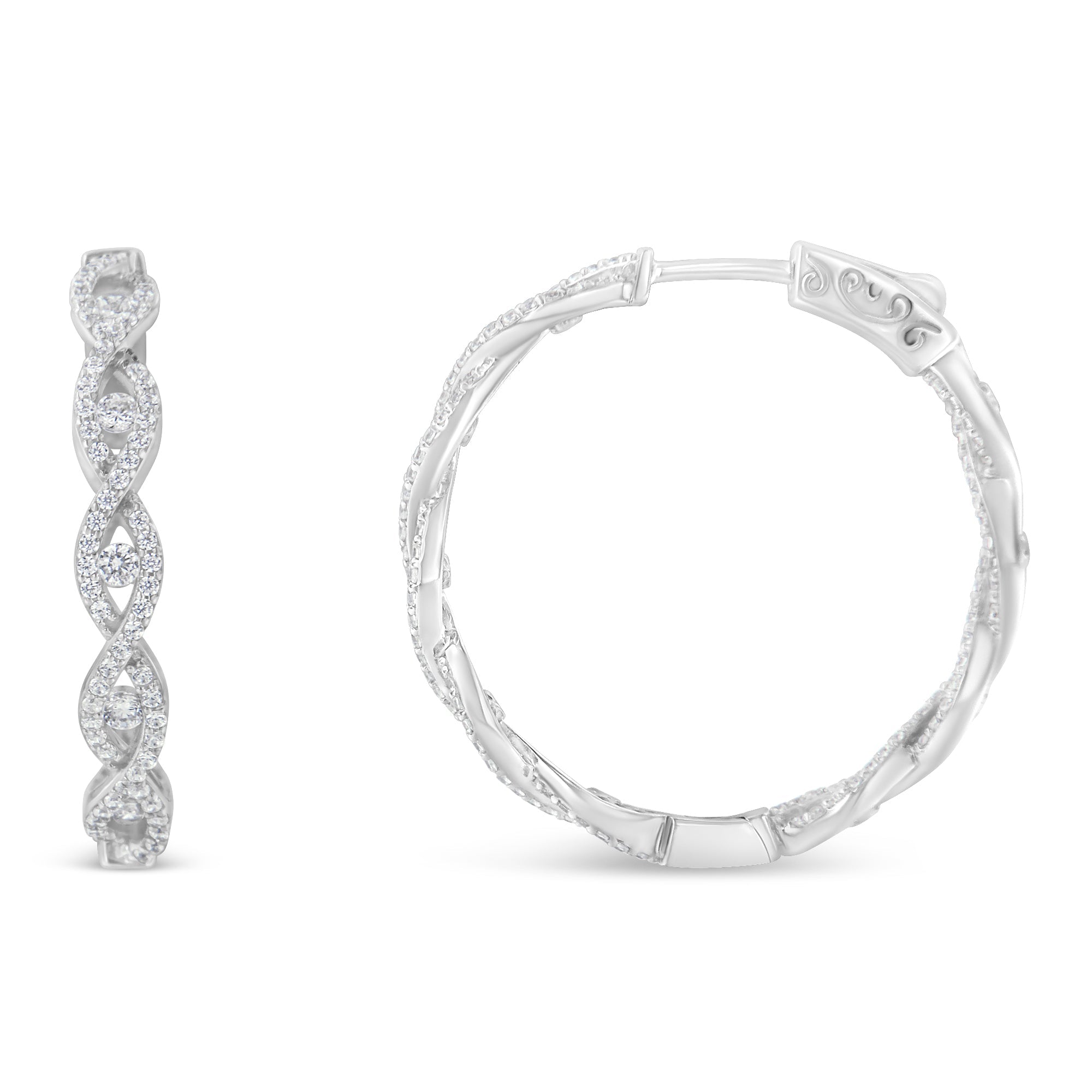 10K White Gold Diamond Hoop Earrings (1 1/2 cttw, H-I Color, I1-I2 Clarity)