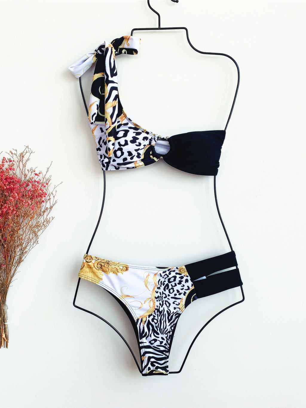 Chanshuang New Women's One-Shoulder Printed Bikini