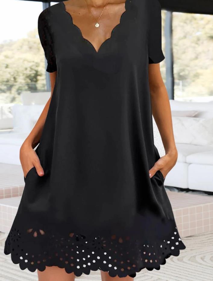 V-neck Hem Dress for Women's Fashion Home Wear