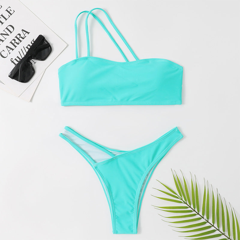 Summer New Women's Solid Color Triangle Bikini Set