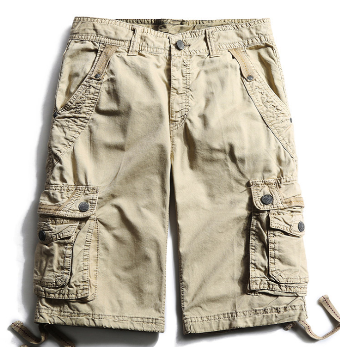 Men's Summer Cargo Shorts, Straight-Leg Cotton Pants