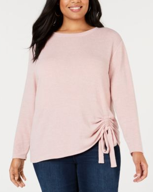 INC Womens Sweater Scoop Neck Side-Tie Ruched