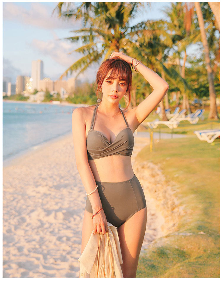 Korean 2020 New High-Waisted Bikini Swimwear Set