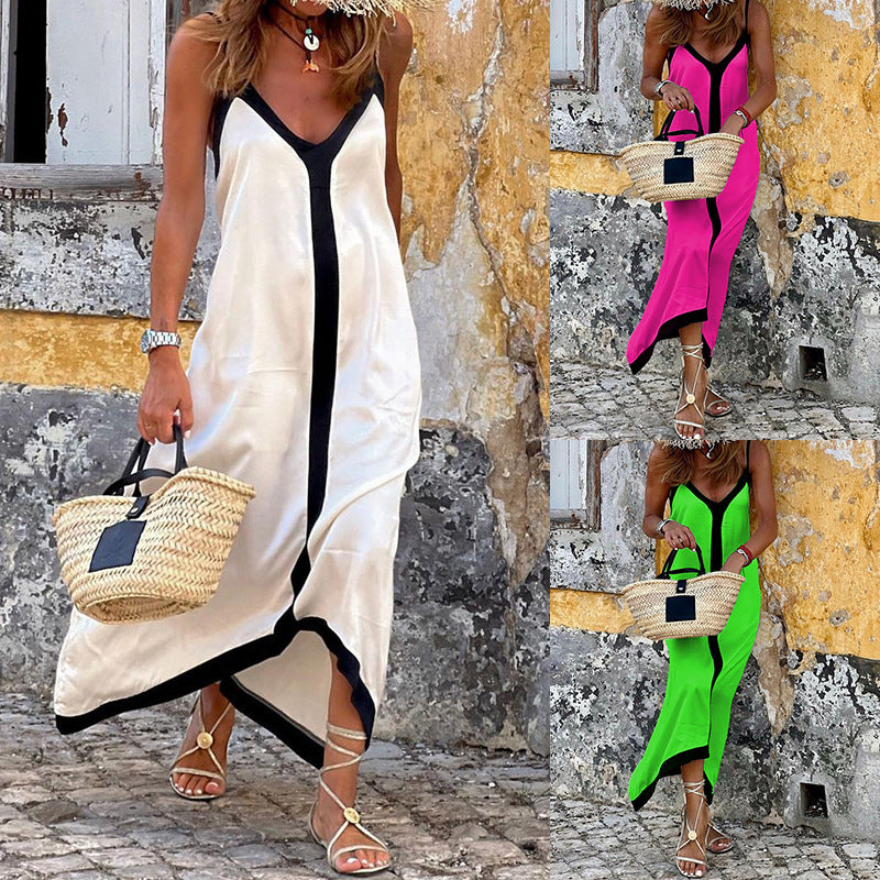 Women's Casual Solid Color V-neck Midi Dress