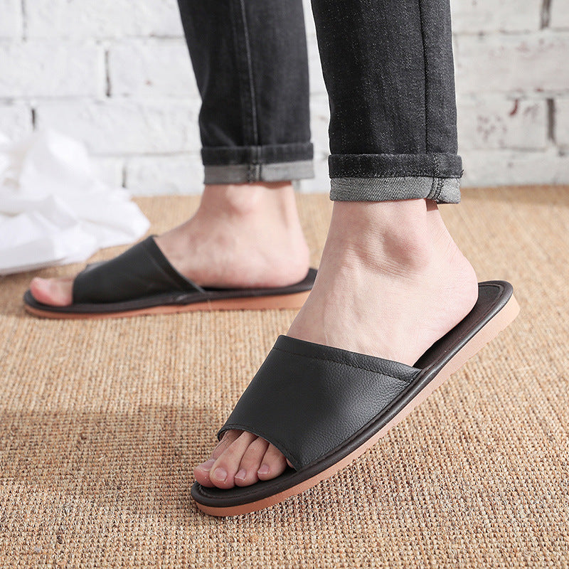 Home Leather Slippers for Men and Women Indoor Use