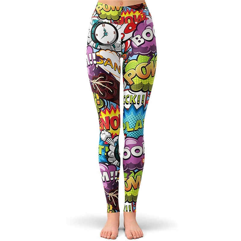 Cartoon Print Peach High Waist Yoga Pants