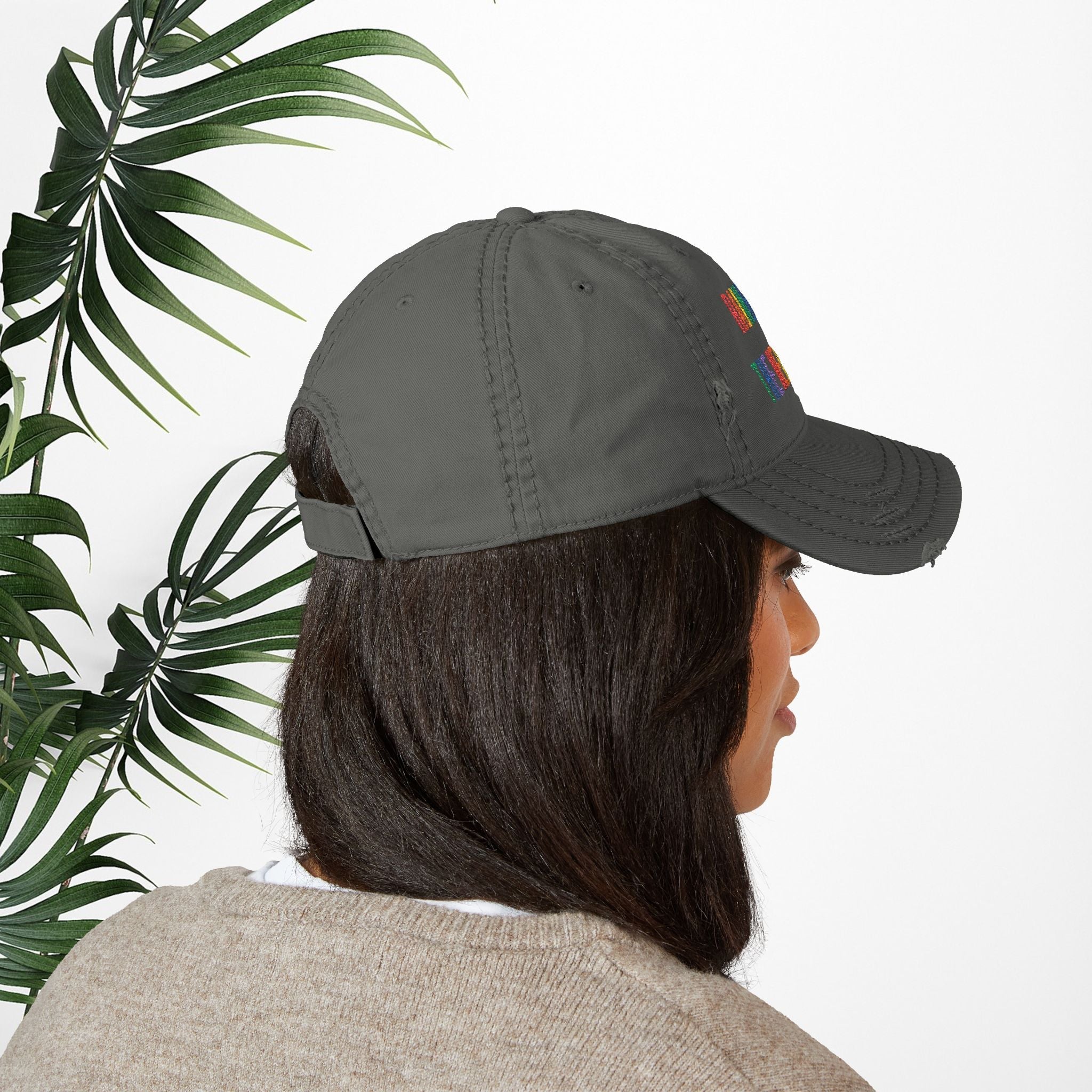 Bespattered Facade "Rainbow Is the New Black" Colorful Embroidered Distressed Dad Hat