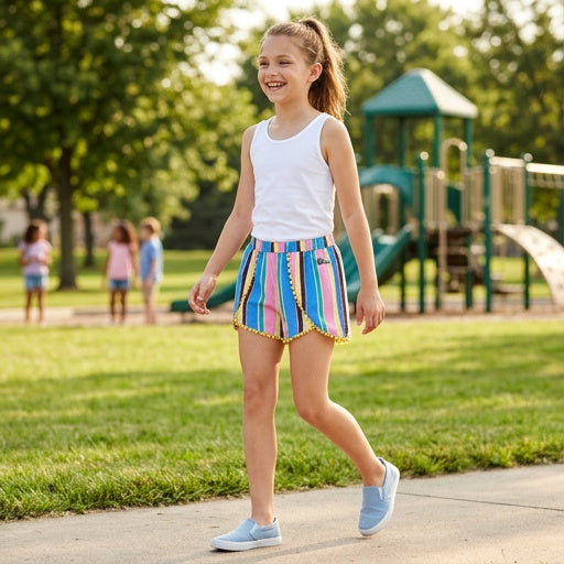 Epic Threads Big Girls Striped Challis Shorts, Lemon Zest Size Medium