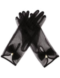 QRBTSCL Womens Bow Tea Party Gloves Sheer Gloves Elegant Mesh Short Gloves Wedding Bridesmaids Prom Evening Opera Gloves Black